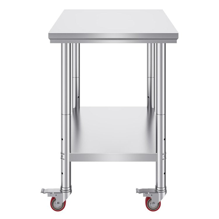 Stainless Steel Work Table 36X24 Inch With 4 Wheels Commercial Food Prep Worktable With Casters Heavy Duty Work Table For Commercial Kitchen Restaurant