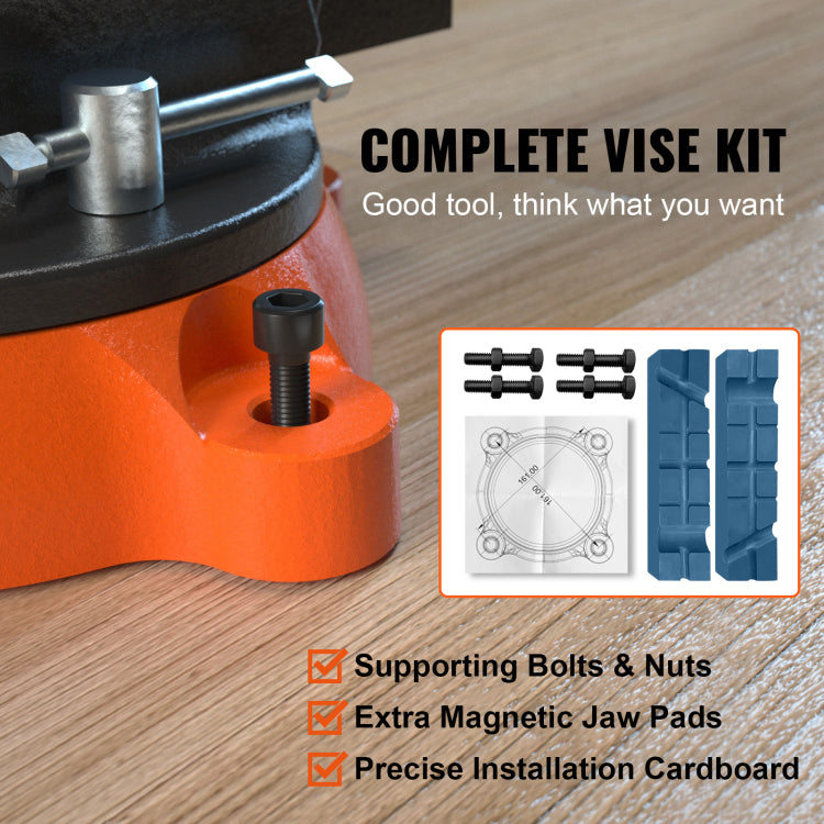6" Bench Vise W Anvil 360 Swivel Locking Base Heavy Duty Ductile Iron