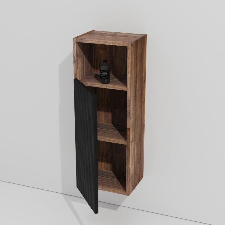Cc1014S110.309 Black & Walnut Bathroom Floating Side Cabinet, Wall Mounted Storage Cabinet For Small Space, Kd