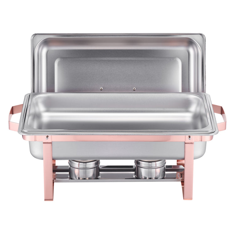 8 Qt 2 Pack Rectangle Chafing Dish Buffet Set Full Size Pan Stainless Steel