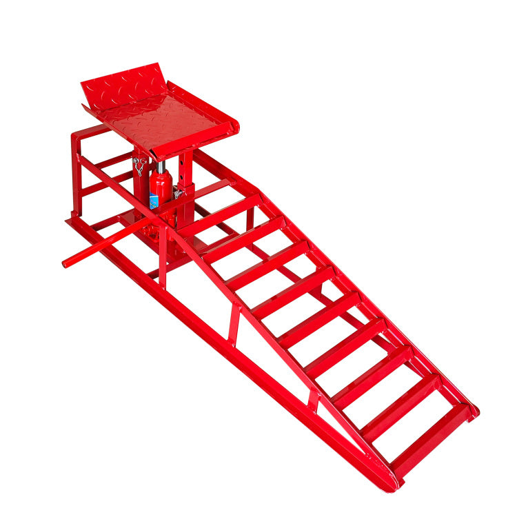 Hydraulic Car Ramps, 2 Pack Car Ramp High Lift, 11000Lbs Automotive Truck Cars Service Ramps, Low Profile Oil Change Ramps With Support Jack For Car Truck Trailer Garage Repair Red