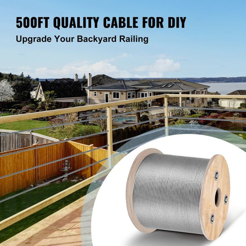 1 8 Stainless Steel Cable Railing 500Ft, Wire Rope 316 Marine Grade, Braided Aircraft Cable 7X7 Strands Construction For Deck Rail Balusters Stair Handrail Porch Fence