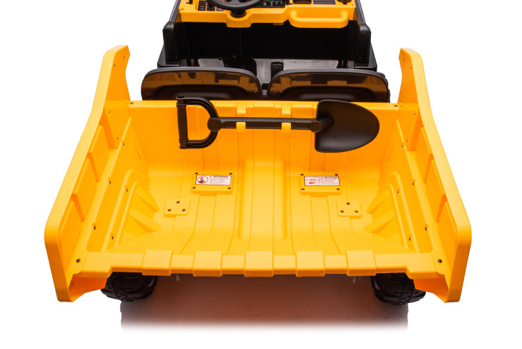 24V Electric Kid Ride On Car With Remote Control, 2 Seater 24" Wideth Ride On Engineering Vehicles For Kids, Battery Powered Kids Ride On Car Yellow, 4 Wheels Vehicles Children Toys, Led Headlights