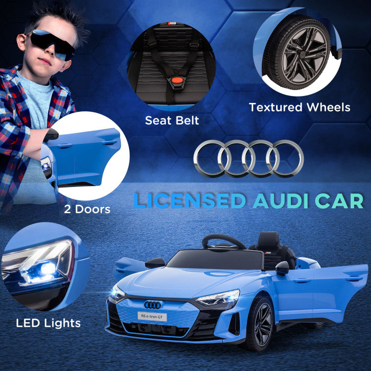 Aosom Kids Ride On Car, 12V Licensed Audi Rs E Tron Gt 3.1 Mph Electric Car For Kids, Ride On Toy For Boys And Girls With Remote Control, 4 Wheels With Suspension, Horn, Music, Lights, Blue