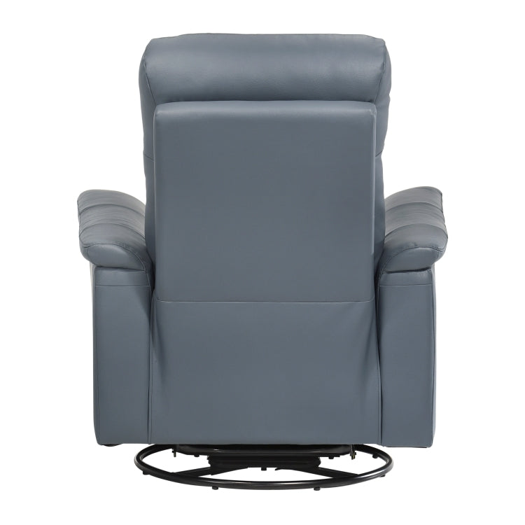 Blue Gray Leather Upholstered Reclining Chair Swivel Glider Motion Modern Living Room Furniture Comfort Chair 1Pc