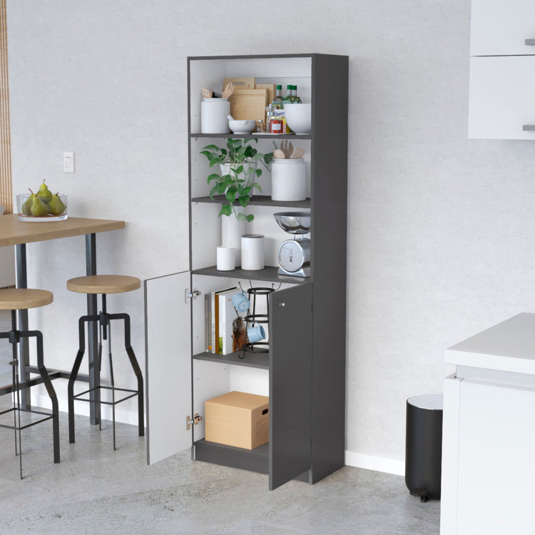 Sutton 2 Door Bookcase, Storage With Multi Level Shelves And Double Door Design