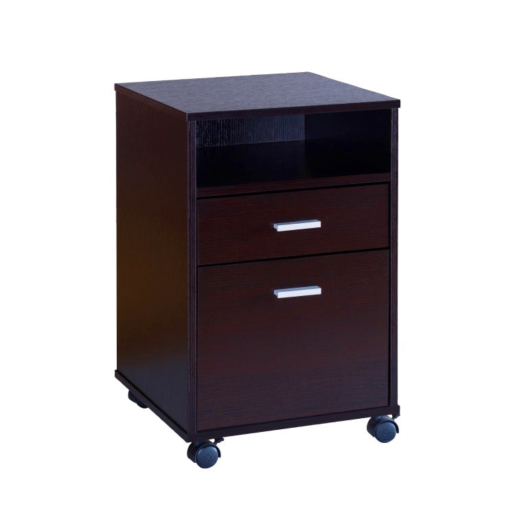 Desk W File Cabinet, 2 Storage Drawers, 47 Inch Red Cocoa Brown