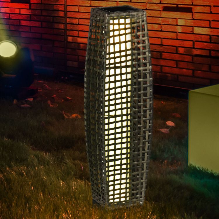 Outsunny Solar Floor Lamp, Outdoor Garden Lantern Pathway Light & Decorative Driveway Lighting With Auto On Off Led Lights For Porch, Yard, Lawn, Courtyard, Deck, Gray