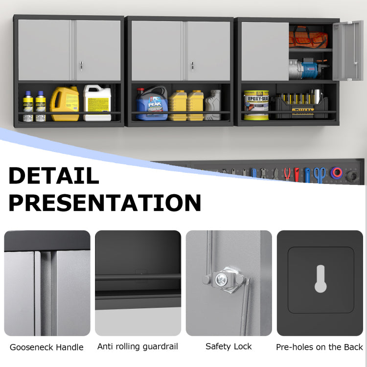 Metal Adjustable 2 Doors Metal Storage Cabinet Kitchen Pantry Cabinet With Adjustable Shelves Tall Steel Cabinet Locker For Kitchen, Living Room, Dining Room And Office