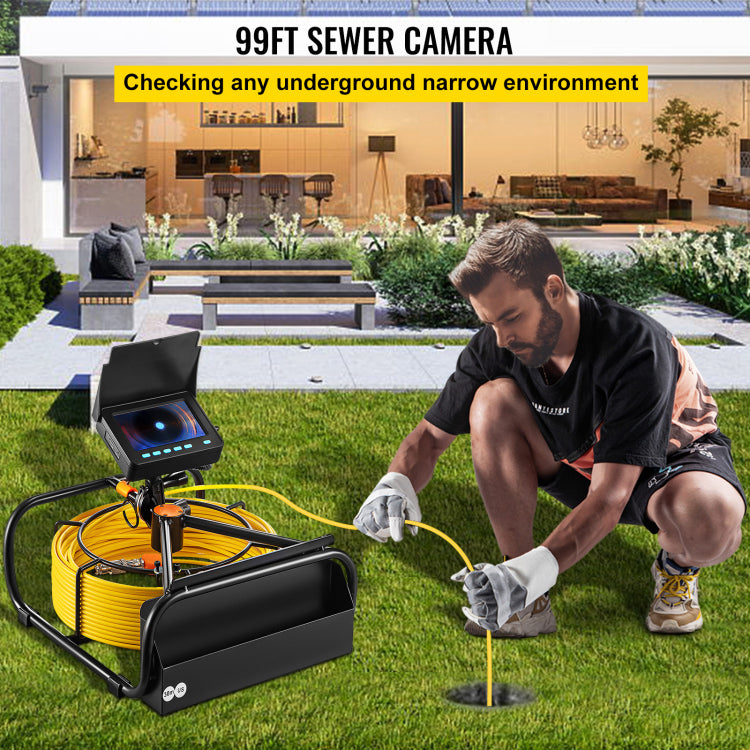 Sewer Camera, 98.4 Ft 30 M, 4.3" Pipe Drain Inspection Camera With Dvr Function And Led Lights, Waterproof Ip68 Borescope, Industrial Endoscope For Home Wall Duct Drain Pipe Plumbing