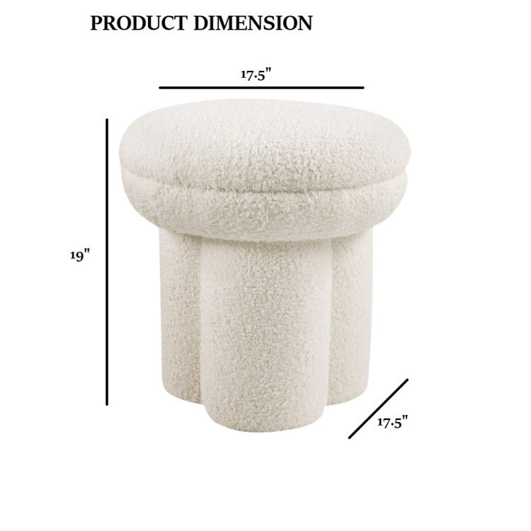 Contemporary Style Beige Finish Round Top Accent Chair Pedestal Base Mushroom Design Stool Primary Living Room