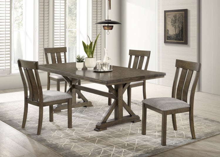 2Pc Rustic Upholstered Dining Chairs Rich Wood Finish Wooden Dining Room Furniture Brown