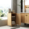 Bathroom Bamboo Storage Cabinet, Freestanding Floor Cabinet With Door And Shelf For Bathroom, Living Room, Bedroom, Hallway, Kitchen