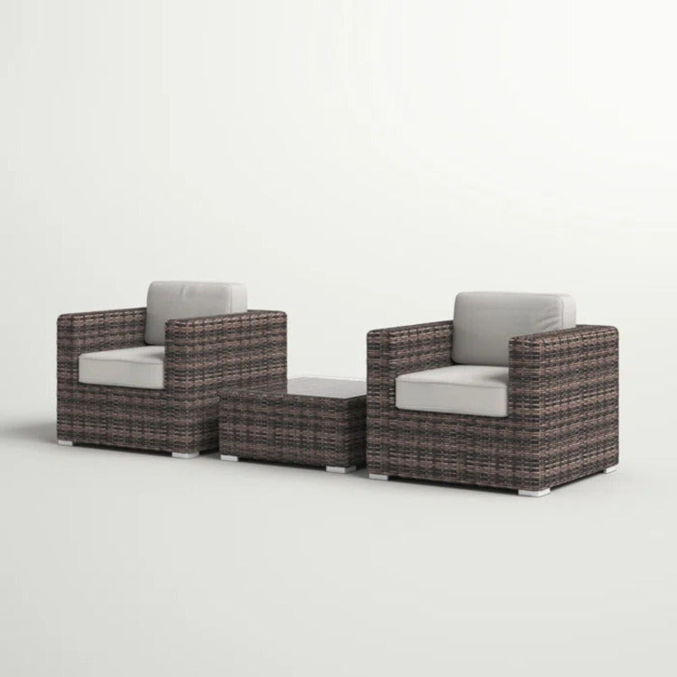 Fully Assembled 2 Person Rattan Wicker Seating Set With Cushions