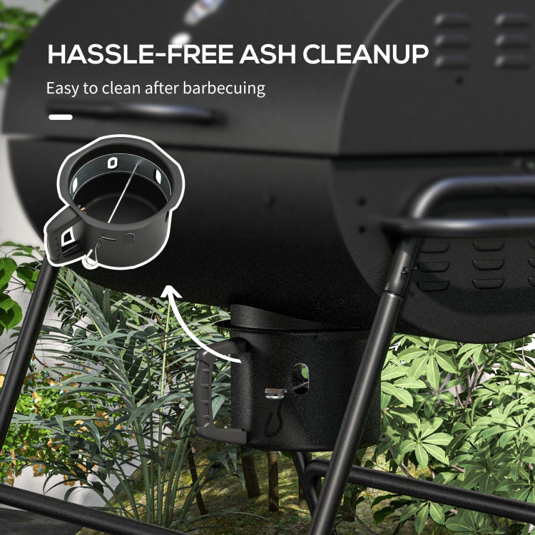 Outsunny Barrel Charcoal Bbq Grill With 420 Sq.In. Cooking Area, Outdoor Barbecue With Wheels, Ash Catcher And Built In Thermometer For Patio Picnic, Backyard Party, Black