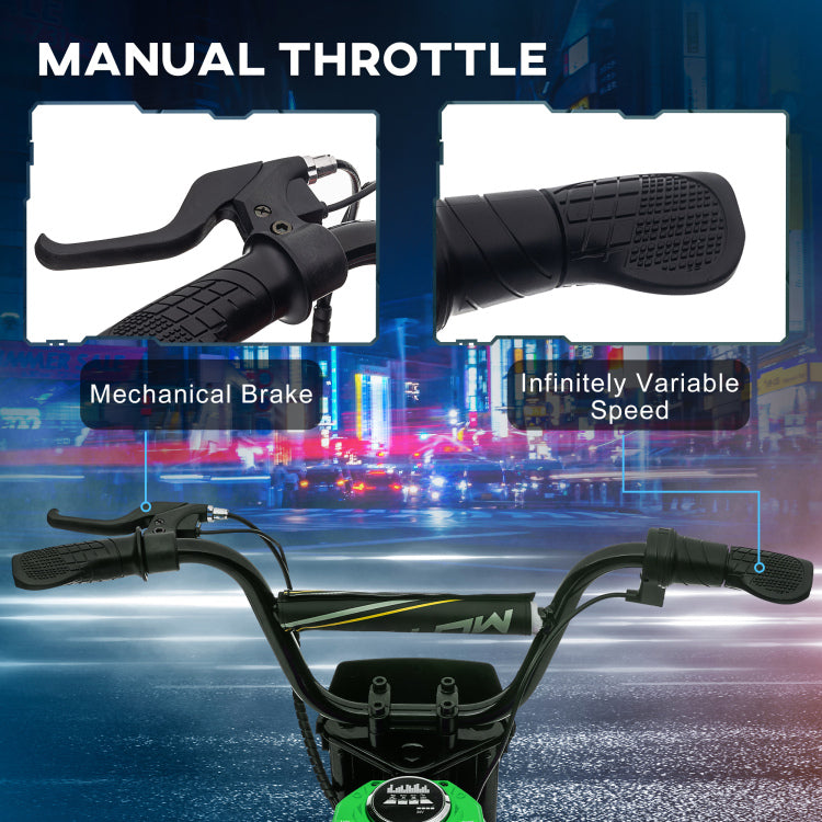 Aosom Electric Dirt Bike With Twist Grip Throttle, 24V 350W Off Road Electric Motorcycle, Up To 15 Mph With Brake, Music Horn, Rear Suspension For Ages 13 Years, Green