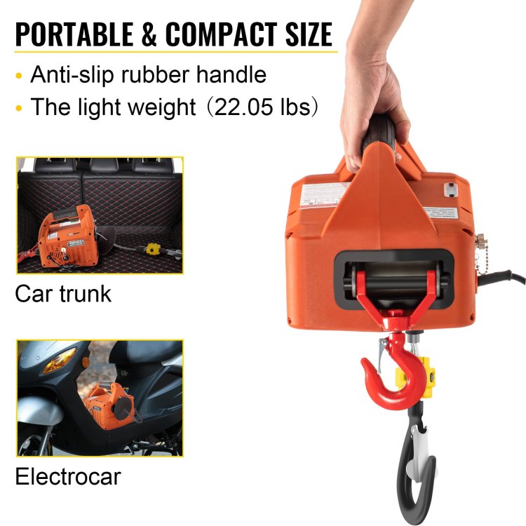 3 In 1 Electric Hoist Winch, 1100Lbs Portable Electric Winch, 1500W 110V Power Winch Crane, 25Ft Lifting Height, W Wire And Wireless Remote Control, Overload Protection For Lifting Towing