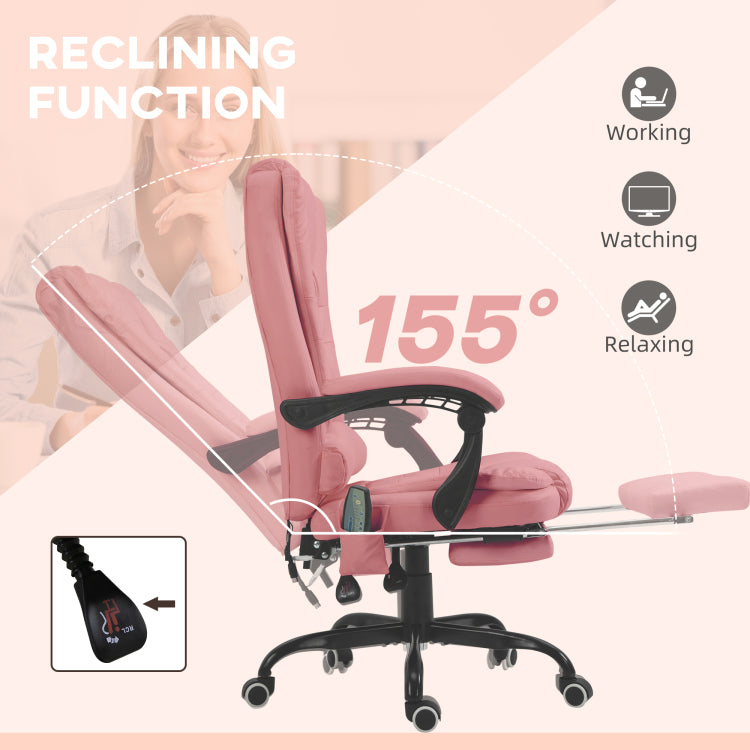 7 Point Vibrating Massage Office Chair High Back Massaging Office Desk Chair , Pink