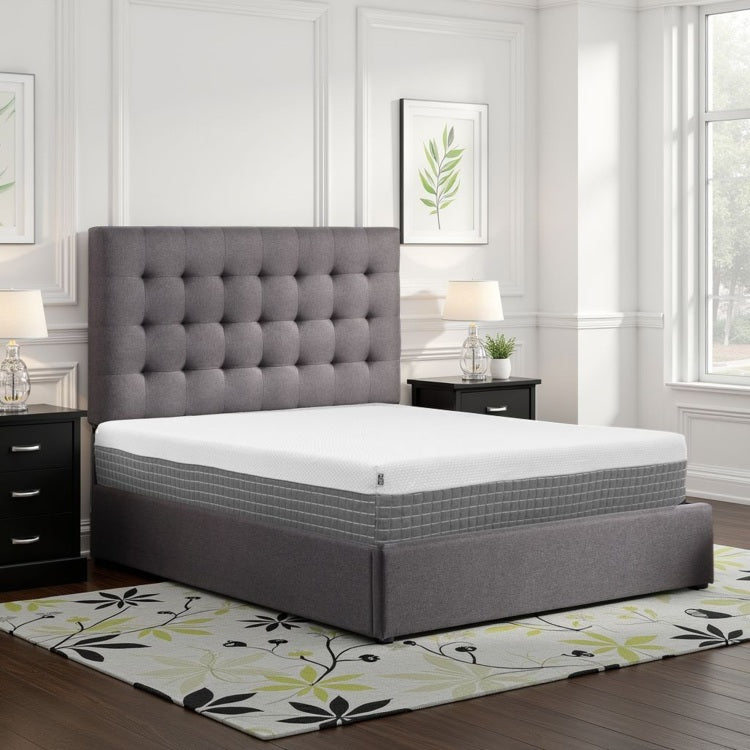 Recharge 5 Layer, 12 Inch Hybrid Memory Foam And Coil Mattress, Queen Size, White And Grey Knit Cover