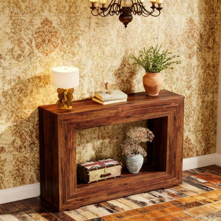 47 Inches Wooden Console Table, Narrow Long Wood Sofa Table, Living Room Table Entryway Console Table