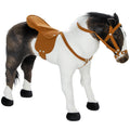 Qaba Ride On Horse For Toddlers 3 8 Years Old, Riding Horse With Neighing Sound, Stuffed Animal Horse Toy For Kids With Padding, Brown