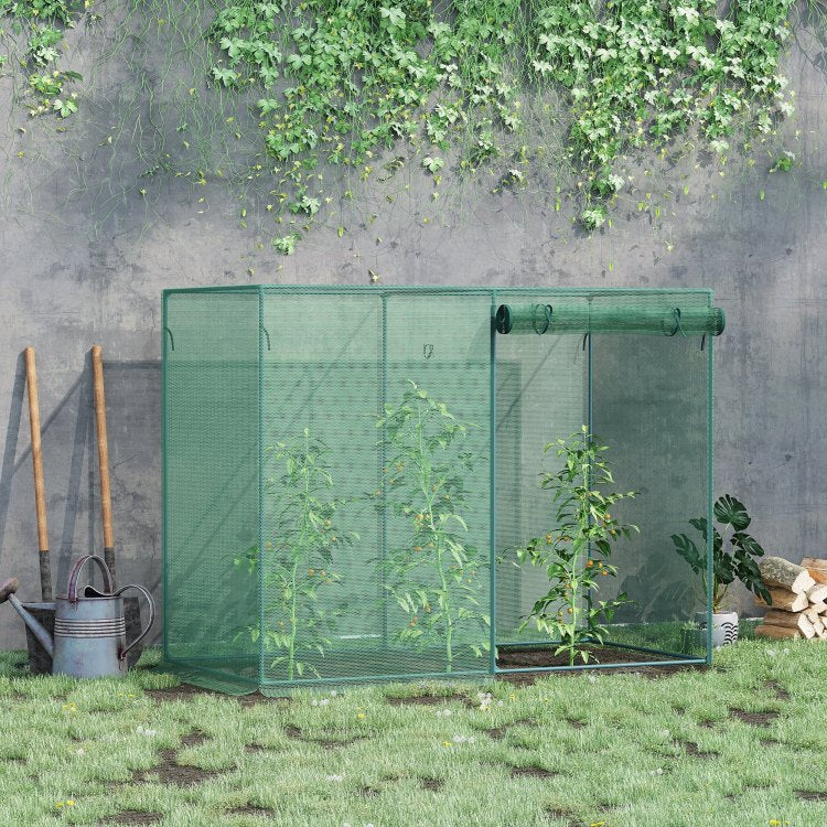 Outsunny 6' X 3' Crop Cage, Plant Protection Tent With Zippered Doors For Vegetable Garden, Backyard, Green