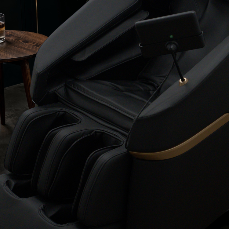 Black Massage Chair With A Tablet Controller