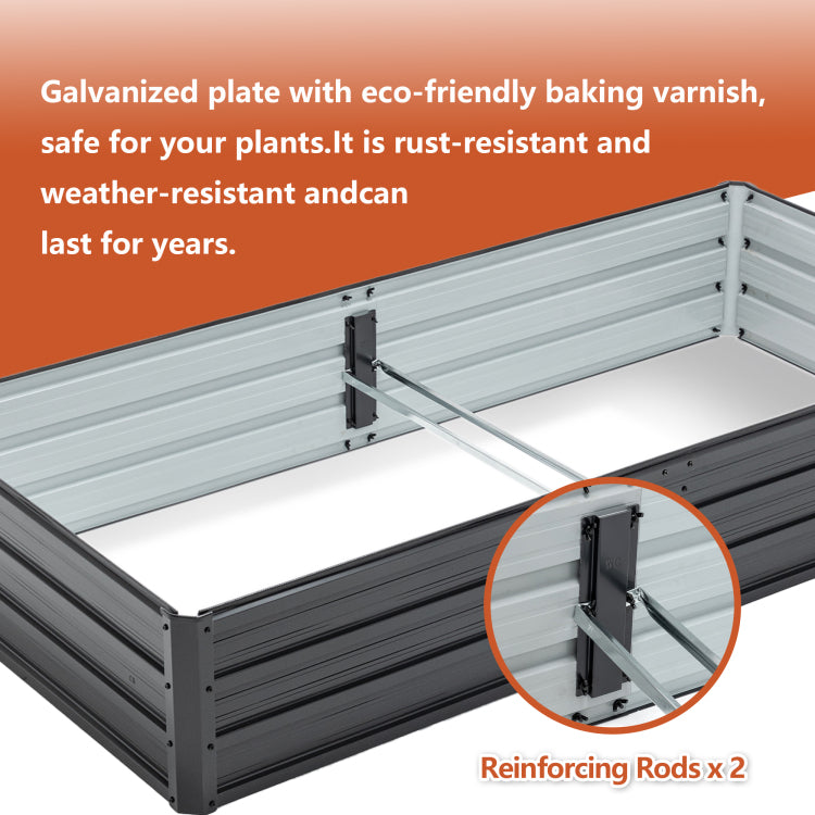 6X3X1 Ft Metal Raised Garden Bed Outdoor Reinforced Galvanized Rustproof Colored Steel Planter Boxes For Vegetables, Raised Beds For Growing Flowers Herbs Succulents