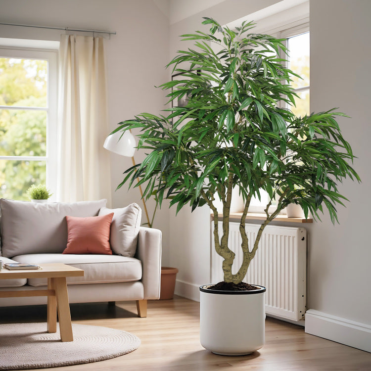 7Ft Artificial Willow Tree, Indoor Faux Slik Greenery Plant For Home, Apartment, Or Office Decoration, 1Pc Set