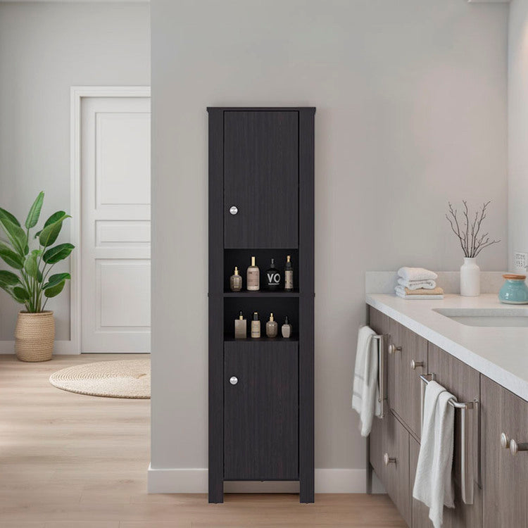 Vanessa Bathroom Cabinet With Auxiliary Storage Modern Freestanding Organizer, Space Saving Bathroom Storage