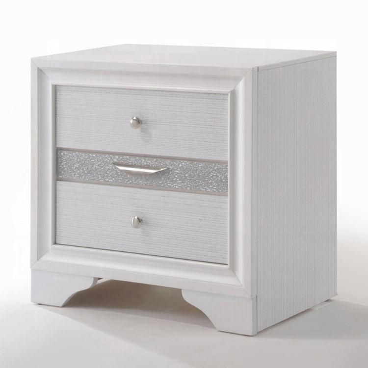 Contemporary White Finish Storage Drawers Nightstand Wooden Bedroom Furniture 1Pc