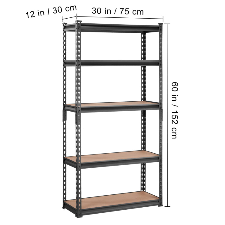 Storage Shelving Unit, 5 Tier Adjustable, 2000 Lbs Capacity, Heavy Duty Garage Shelves Metal Organizer Utility Rack, Black, 30" L X 12" W X 60" H For Kitchen Pantry Basement Bathroom Laundry