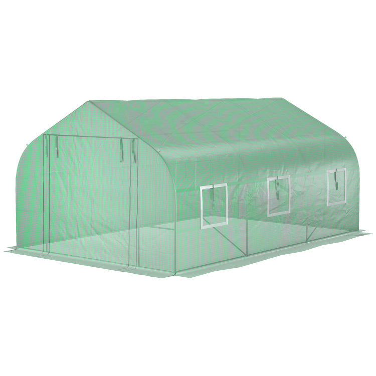 Outsunny 11.5' X 10' X 7' Walk In Greenhouse, Tunnel Green House With Zippered Mesh Door And 6 Mesh Windows, Gardening Plant Hot House With Galvanized Steel Frame, Green