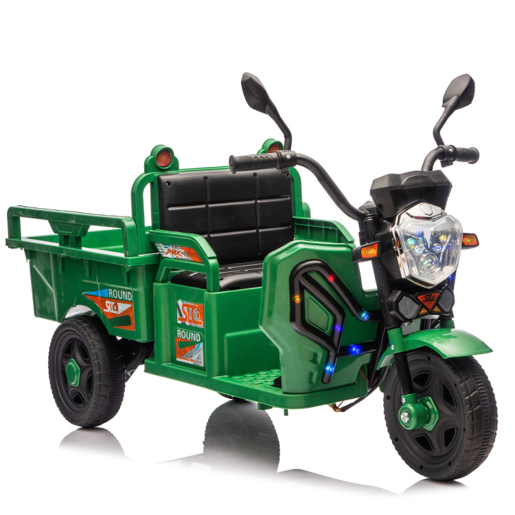 12V Kids Electric 3 Wheel Cargo Truck,2Wd,Anti Slip Wheels,Long Battery Life,Large Storage Space,Extra Wide Seat With Led Lights & Music,Stable Electric Trike For Toddlers,Recommended Age: 3 6