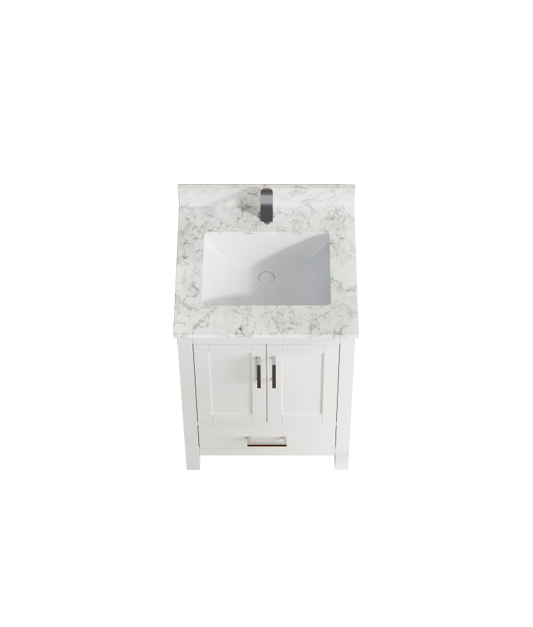 23" Bathroom Vanity With Sink, Bathroom Storage Vanity Sink Cabinet With 2 Doors 1 Drawer, Wooden Freestanding White Bathroom Cabinet With Faucet Hole