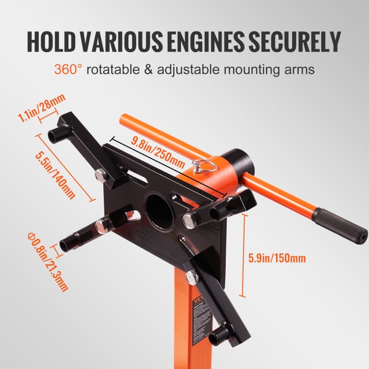 Engine Stand, 750 Lbs 3 8 Ton Rotating Engine Motor Stand With 360 Degree Adjustable Head, Cast Iron Motor Hoist Dolly, 4 Caster, 4 Adjustable Arms, For Vehicle Maintenance, Auto Repair