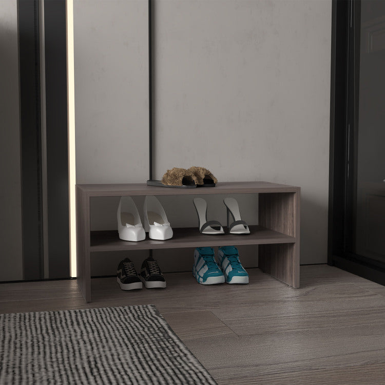 Shoe Organizer 13.7" H, 2 Shelves, Smoke Oak Living Room