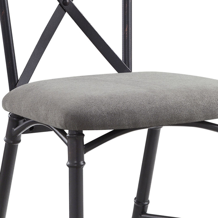 Edina Gray Fabric, Oak & Sandy Black Finish Side Chair Set Of 2