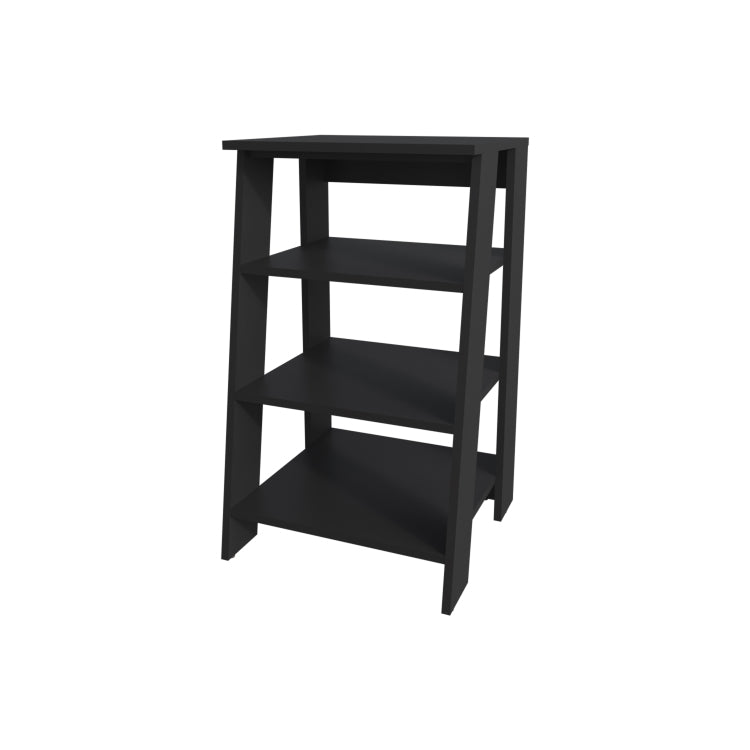 Bathbi 30" High 4 Tier Ladder Shelf Organizer For Bathroom, Side Table, Living Room In Black