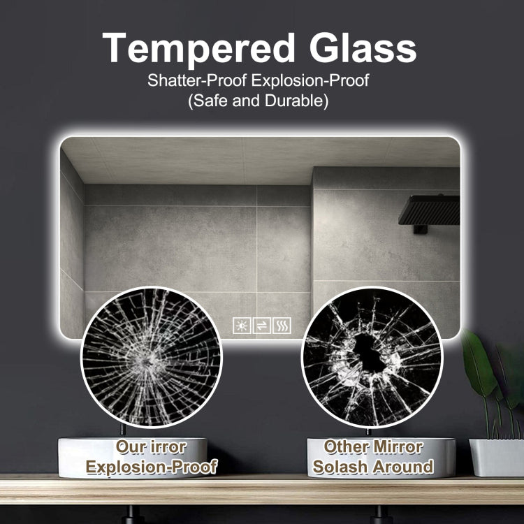 48*24In Led Bathroom Mirror, Corrosion Resistant, Three Color Dimmable, Backlit Mirror With One Touch Demist Function