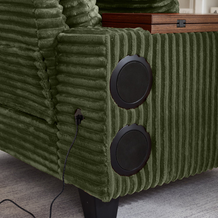 Fluffy Corduroy Storage Armrest Sofa,Single Versatile Seat With Ottoman,Cup Holder,Bluetooth Speaker,Usb Ports,180 Rotating Table Board,For Living Room,Bedroom And Apartment