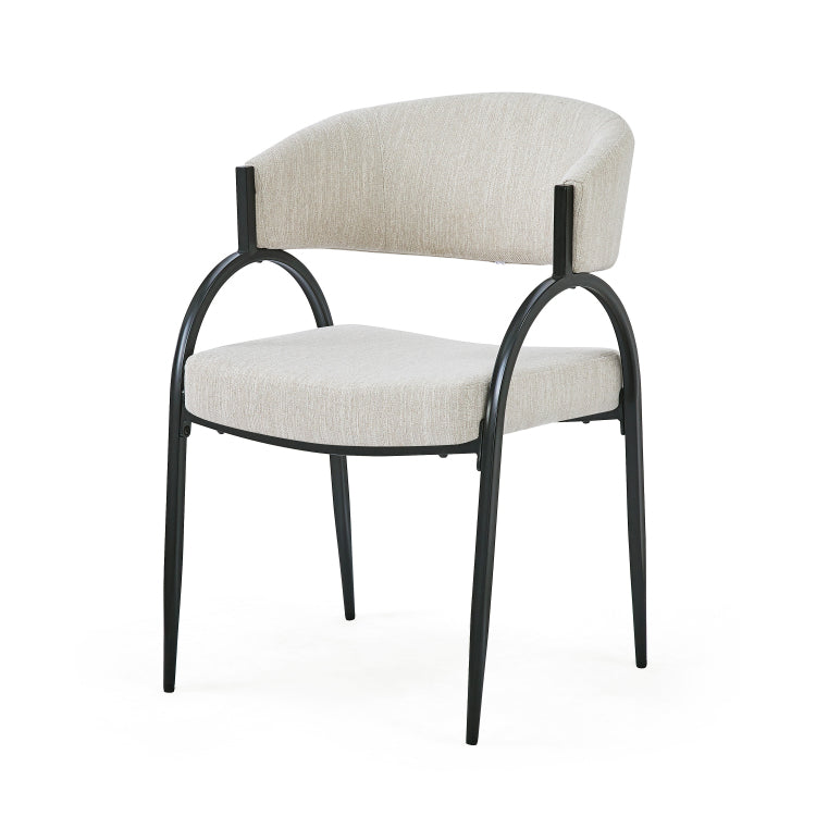 Upholstered Dining Chairs With Metal Legs Set Of 2 ,Beige