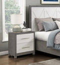 Two Drawers Nightstand Ivory And Gray Finish Bedroom Furniture 1Pc