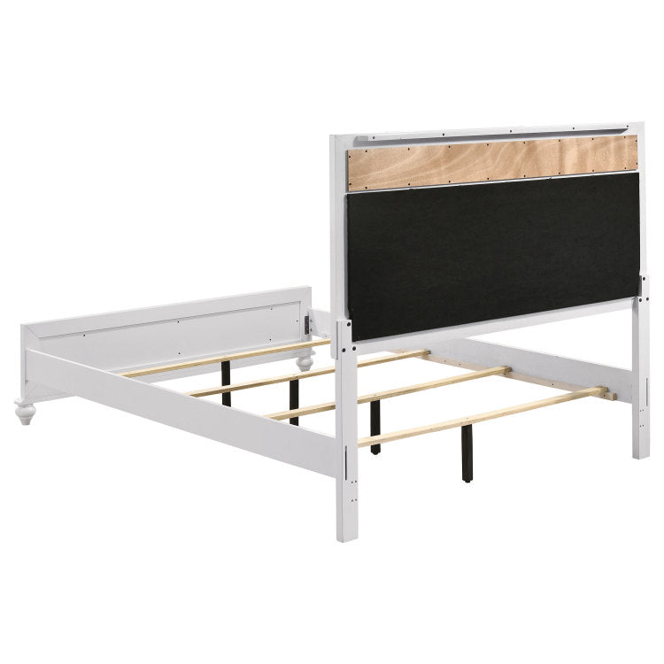 Talia White And Grey Upholstered Queen Panel Bed