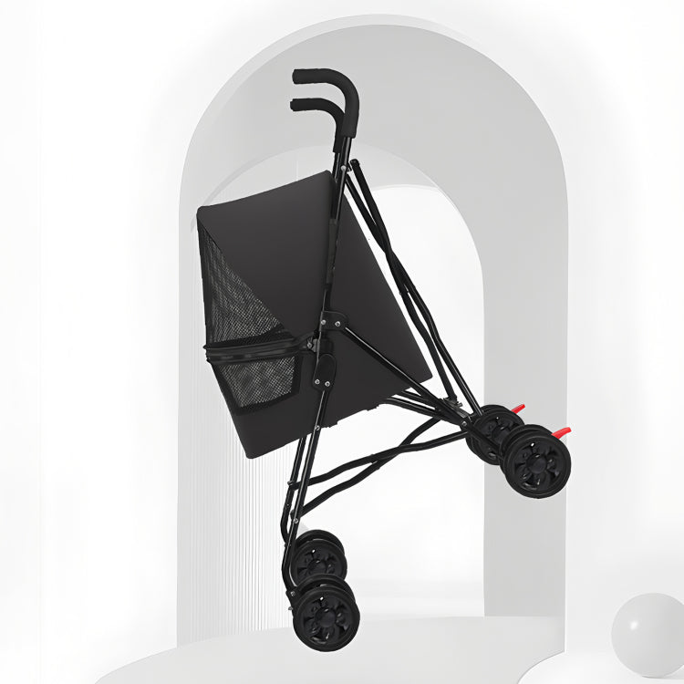 Pet Stroller For Small Dogs Cats With Mesh Ventilation, Lightweight Foldable Design, Cup Holder, Black