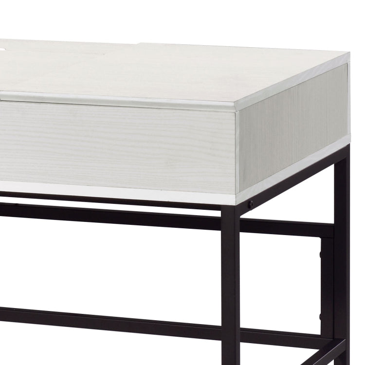 Natural And Black Writing Desk With Usb Port