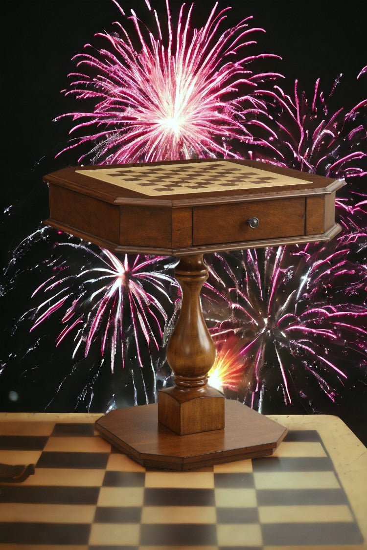 Bishop Cherry Finish Reversible Chess Checker Game Table W Game Tray Chess Fingures Not Included
