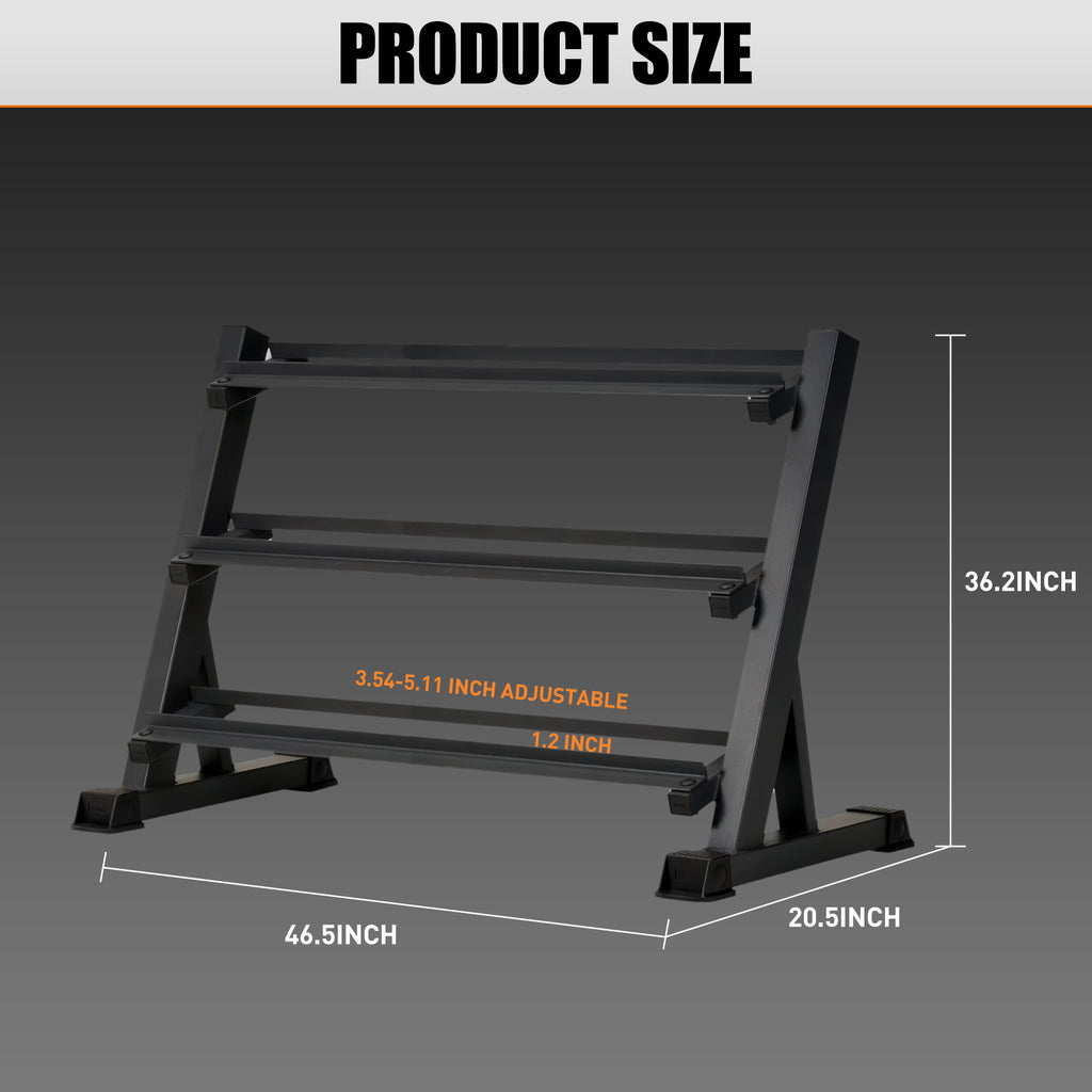 3 Tier Dumbbell Rack Stand: Holds 5 50Lb Weights With A 1100 Lb Max Capacity. Designed Specifically For Dumbbell Storage