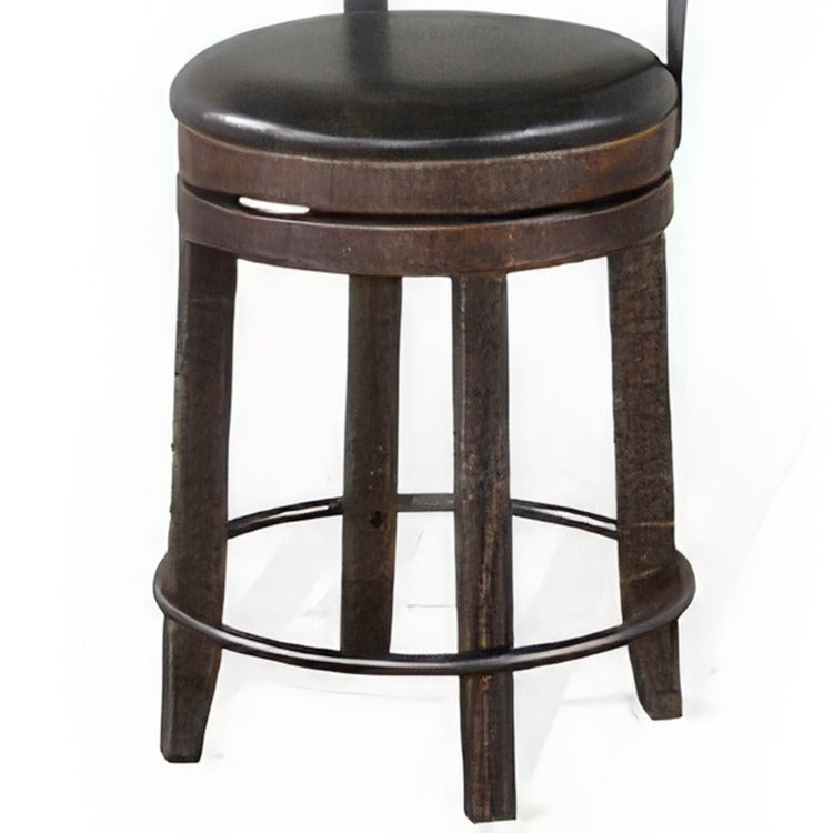 Flint Swivel Counter Stool Chair Set Of 2, Black Faux Leather, Brown