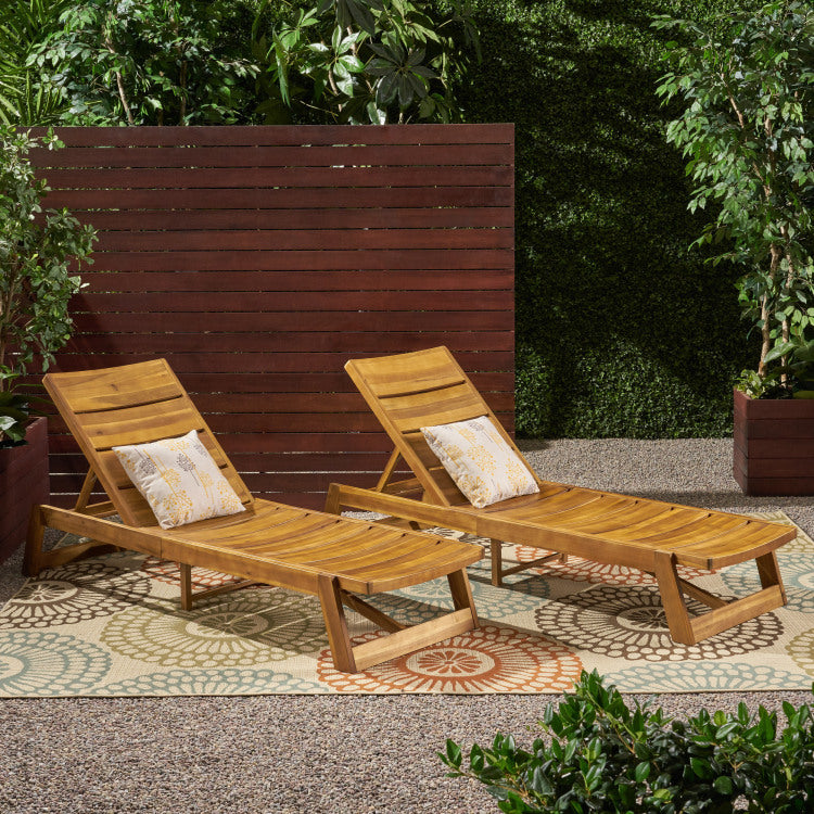 MAKI CHAISE LOUNGE SET OF 2 yellow brown - solid wood+mdf